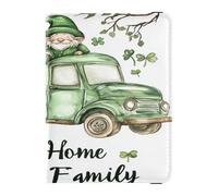 Porta passaporto in pelle PU impermeabile custodia protettiva per vaccino per donne uomini organizer documenti accessori viaggio gnomo di San Patrizio amore casa famiglia, Lo gnomo di San Patrizio ama