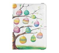 Porta passaporto in pelle PU impermeabile per vaccino copertura combinata per vacanze in famiglia carino passaporto libro viaggio uovo di Pasqua albero uova dipinte, Uova dipinte di uova di Pasqua, 1