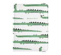 Porta passaporto in pelle PU ultra sottile Combo per vacanze in famiglia badge ID vaccino titolare carta portafoglio viaggio divertente coccodrilli, Multi, 1 size, Casual