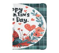 Porta passaporto in pelle PU ultra sottile per donne e uomini badge ID vaccino porta carte di credito portafoglio viaggio floreale amore cuore gnomo felice San Valentino, Florals Love Heart Gnome