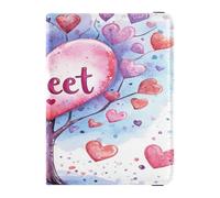 Porta passaporto in pelle PU ultra sottile porta carte di credito custodia per passaporto per donne uomini famiglia badge ID vaccino porta carte portafoglio viaggio San Valentino albero cuore amore