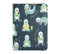 Porta passaporto in pelle PU ultra sottile portafoglio passaporto per donne uomini carino passaporto libro viaggio essenziale bradipi relax, Multi, 1 size, Casual