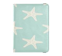 Porta passaporto in pelle PU ultra sottile portafoglio porta passaporto per donne e uomini carino libro passaporto viaggio stella marina tema marino e nautico blu menta, Multi, 1 size, Casual
