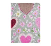 Porta passaporto in pelle retrò con cuore pesca floreale per viaggi documenti di viaggio organizer protezione passaporto per donne ultra sottile, cuore retrò pesca floreale, 1 taglia, Retro Cuore