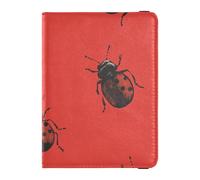 Porta passaporto in pelle rossa con coccinella bordeaux, porta badge, carta d'identità, vaccino, portafoglio leggero, Borgogna Lady Bug rosso, 1 size