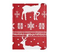 Porta passaporto in pelle scandinava con cervi e fiocchi di neve di Natale da viaggio, organizer per documenti, accessori ultra sottili, Fiocco di neve scandinavo di cervo, 1 size