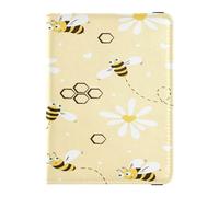 Porta passaporto in pelle ultra sottile per vaccino con custodia per carte di vaccino combo per donne e uomini carino libro passaporto essenziale da viaggio Daisy Bee modello fiori, Multi, 1 size,