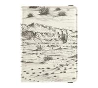 Porta passaporto in pelle ultra sottile porta passaporto per vacanze in famiglia organizer per documenti accessori viaggio paesaggio deserto montagne cactus cowboy, Multi, 1 size, Casual