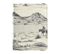 Porta passaporto in pelle ultra sottile portafoglio porta passaporto per donne ragazza carino passaporto libro viaggio essenziale paesaggio desertico montagne cactus cowboy, Multi, 1 size, Casual