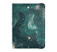 Porta passaporto in pelle verde oro Tarocchi Astrologia Luna Porta passaporto Custodia da viaggio Porta passaporto Ultra Slim, Oro verde Tarocchi luna astrologia, 1 size