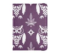 Porta passaporto in pelle viola con gufo etnico portafoglio da viaggio con slot per carte di vaccinazione leggero