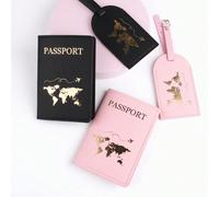 Porta Passaporto In PU Stile Semplice Stile Chic Modello Aereo Mappa Dorata Calda Colore tinta unica Etichetta Bagaglio Tag Portadocumenti Da Viaggio Bagaglio A Mano Treno Tag Per Zaino Etichetta Baga
