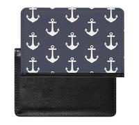 Porta passaporto nautico con ancore blu navy per uomo donna custodia passaporto in pelle PU portafoglio da viaggio
