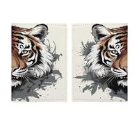 Porta passaporto nero e bianco Doodle Tiger ultra sottile in pelle PU organizer per documenti da viaggio compatto premium internazionale per passaporto americano custodia per donne uomini