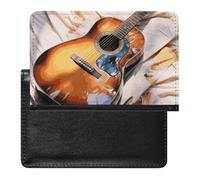 Porta passaporto per chitarra acustica ad acquerello Custodia per passaporto in pelle PU di alta qualità Custodia portatile per passaporto da viaggio unisex organizer per documenti essenziali da