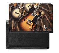 Porta passaporto per chitarra musicale in pelle PU di alta qualità custodia portatile da viaggio per passaporto custodia unisex da viaggio organizer per documenti essenziali per vacanze viaggi di