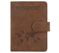 Porta passaporto per oggetti essenziali da viaggio, custodia a portafoglio per accessori indispensabili da viaggio, porta passaporto per donne e uomini, Marrone, Magnetic Passport Holder