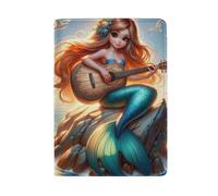 Porta passaporto per passaporto da viaggio in pelle, Sirena carina che suona la