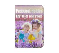 Porta passaporto personalizzato con foto, portafoglio da viaggio in pelle PU personalizzato per viaggiatori, custodia per passaporto personalizzabile con testo/logo, Stile 02., 5.67"x7.87"(20x14.4cm