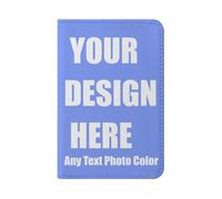 Porta passaporto personalizzato con foto, portafoglio da viaggio in pelle PU personalizzato per viaggiatori, custodia per passaporto personalizzabile con testo/logo, Stile 01., 5.67"x7.87"(20x14.4cm