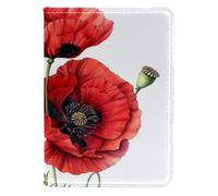 Porta passaporto, portafoglio passaporto, essenziale da viaggio per le vacanze, fiore rosso papavero di mais primavera, modello23, 10x14cm/4x5.5 in