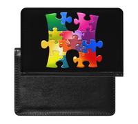 Porta passaporto puzzle per la consapevolezza dell'autismo per uomo donna custodia passaporto in pelle PU portafoglio da viaggio