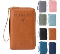 Porta passaporto RFID per portafoglio, blocco RFID, organizer per documenti, pochette per carte di credito, portafoglio da viaggio, Marrone, 1, Casual