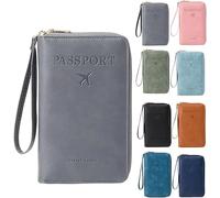 Porta passaporto RFID per portafoglio, blocco RFID, organizer per documenti, pochette per carte di credito, portafoglio da viaggio, Grigio, 1, Casual