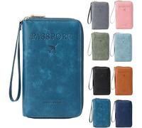 Porta passaporto RFID per portafoglio, blocco RFID, organizer per documenti, pochette per carte di credito, portafoglio da viaggio, Blu pavone, 1, Casual