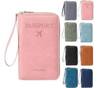 Porta passaporto RFID per portafoglio, blocco RFID, organizer per documenti, pochette per carte di credito, portafoglio da viaggio, rosa, 1, Casual