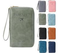 Porta passaporto RFID per portafoglio, blocco RFID, organizer per documenti, pochette per carte di credito, portafoglio da viaggio, Verde, 1, Casual