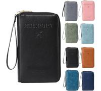 Porta passaporto RFID per portafoglio, blocco RFID, organizer per documenti, pochette per carte di credito, portafoglio da viaggio, Nero , 1, Casual