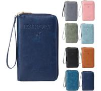 Porta passaporto RFID per portafoglio, blocco RFID, organizer per documenti, pochette per carte di credito, portafoglio da viaggio, Blu scuro, 1, Casual