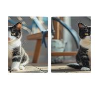 Porta passaporto seduto con gattino bianco e nero, ultra sottile, in pelle PU, organizer compatto premium internazionale per passaporto statunitense, per donne e uomini