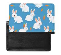 Porta passaporto stampato con coniglio coniglietto carota per uomo donna custodia passaporto in pelle PU portafoglio da viaggio