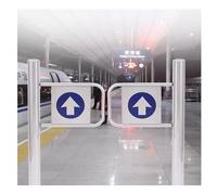 Porta pedonale automatica in acciaio inox GateOneWay per ingresso del magazzino con indicazione direzionale e spegnimento automatico (W210cm/82"/7ft)