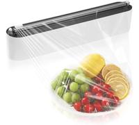 Porta Pellicola Dispenser e Pellicola e Alluminio a Parete, Taglia Pellicola da Cucina, Distributore di Carta Stagnola Trasparente con Taglierine Affilate Cucina (Nero)