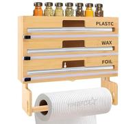 Porta Pellicola e Alluminio con Taglierina, 4 in 1 Dispenser Pellicola e Alluminio, Portarotolo da Cucina da Parete, Porta Rotoli Alluminio e Pellicola, Taglia Pellicola da Cucina