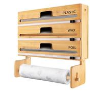 Porta Pellicola e Alluminio con Portarotolo da Parete 4 in 1 Dispenser Pellicola e Alluminio Lunghi 30cm, Taglia Pellicola e Alluminio con Taglierina da Cucina, Porta Rotoli Alluminio e Pellicola