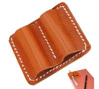 Porta penna per notebook - PU Leather 7,5 × 6 cm | Elther Pen Stand con doppia clip retrò, archiviazione sicura contro la perdita, organizer portatile, astuccio in pelle Pén | Ufficio, caffè leggero