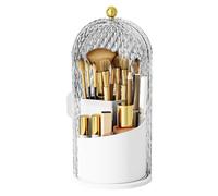 Porta pennelli da trucco con coperchio, girevole a 360°, impermeabile, organizer per pennelli da trucco con coperchio di grande capacità, bianco, Refer to description, Unisex