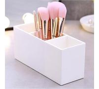 Porta Pennelli Trucco, Organizzatore di Trucco Acrilico con 3 Scomparti, Organizer per Pennelli Trucco Cosmetici Organizer, Contenitore per Cosmetici per Pennelli, Eyeliner, Rossetto, Trucco (Bianco)