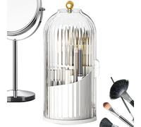Porta Pennelli Trucco, Organizzatore Trucco Rotante A 360° con Coperchio Trasparente, Organizzatore di Pennelli Trucco Antipolvere, Porta Cosmetica Conservazione Spazzole Trucco, bianco, Se référer au