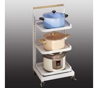 Porta pentole da Pavimento, scaffale da Cucina, Organizer per contenitori, Porta coperchi per microonde per pentole e padelle, Bianco, 3 * 3 Pannelli