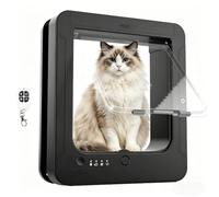 Porta per Animali Domestici con Microchip Intelligente per Gatti E Piccoli Cani, Sblocco Automatico con 2 Chiavi da Collare, Telecomando, Blocco A 4 Vie, Sportello per Gatti Impermeabile