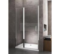 PORTA PER DOCCIA VETRO FISSO IN LINEA + VETRO BATTENTE PER NICCHIA 100 120 140