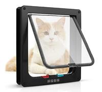 Porta per gatti con chiusura magnetica a 4 vie, porta per animali domestici per gatti e cani piccoli, porta per gatti con tunnel (nero, XL 24,5 x 28,5 x 5,5 cm)