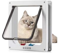 Porta per gatti con chiusura magnetica a 4 vie, porta per animali domestici per gatti e cani piccoli, porta per gatti con tunnel (bianco, XL 24,5 x 28,5 x 5,5 cm)