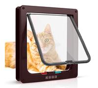 Porta per Gatti e Cani, Porta Schermo per Animali Domestici, Entrata e Uscita Controllabile, Porta Scorrevole per Finestra di Sicurezza per Animale Domestico (M-19 * 20 * 5.5cm, Marrone)