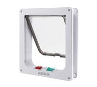 Porta per Gatti HUA Gattaiola/Porta per Animali Domestici Facile da Installare, Porta Trasparente con Sportello Magnetico per Porte E Finestre in Vetro, con Chiusura Manuale A 4 Vie, Bianco